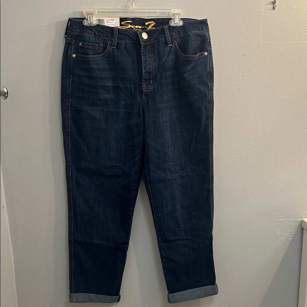 Seven7 Women's Deep Indigo Cropped Jeans